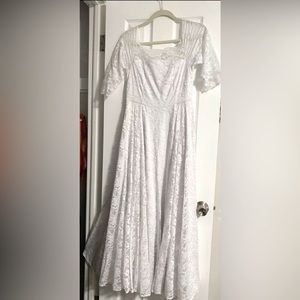 Torrid Size 10 White Lace Off Shoulder A-line Wedding Dress